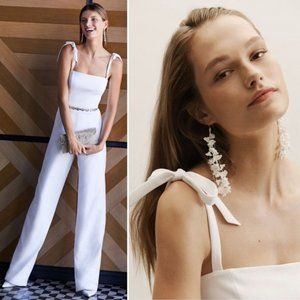 NWT BHLDN Theia Trinity Wide Leg Square Neck Jumpsuit Bridal